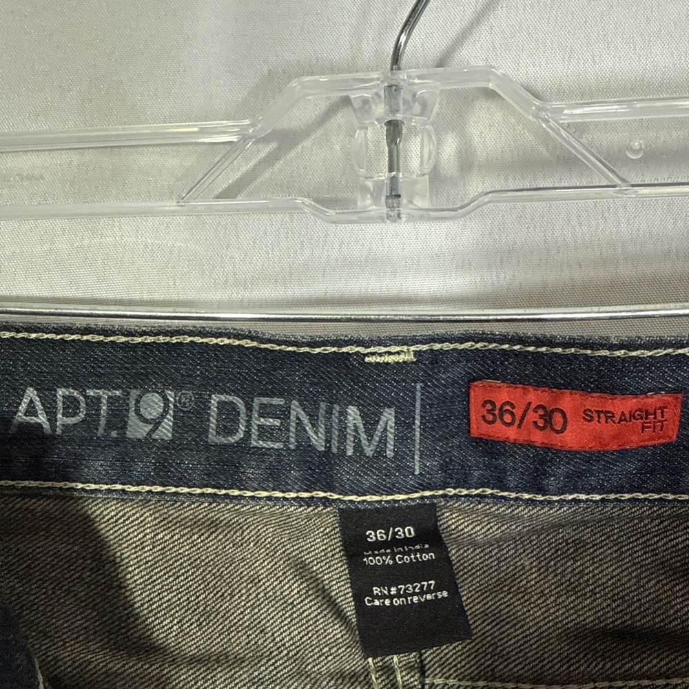 Apt. 9 Mens Jeans Stone Washed Straight Leg - Cotton Size 36/30 - Picture 14 of 15